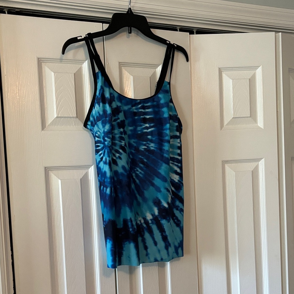 Blue Tie-Dye Women's Swim Top